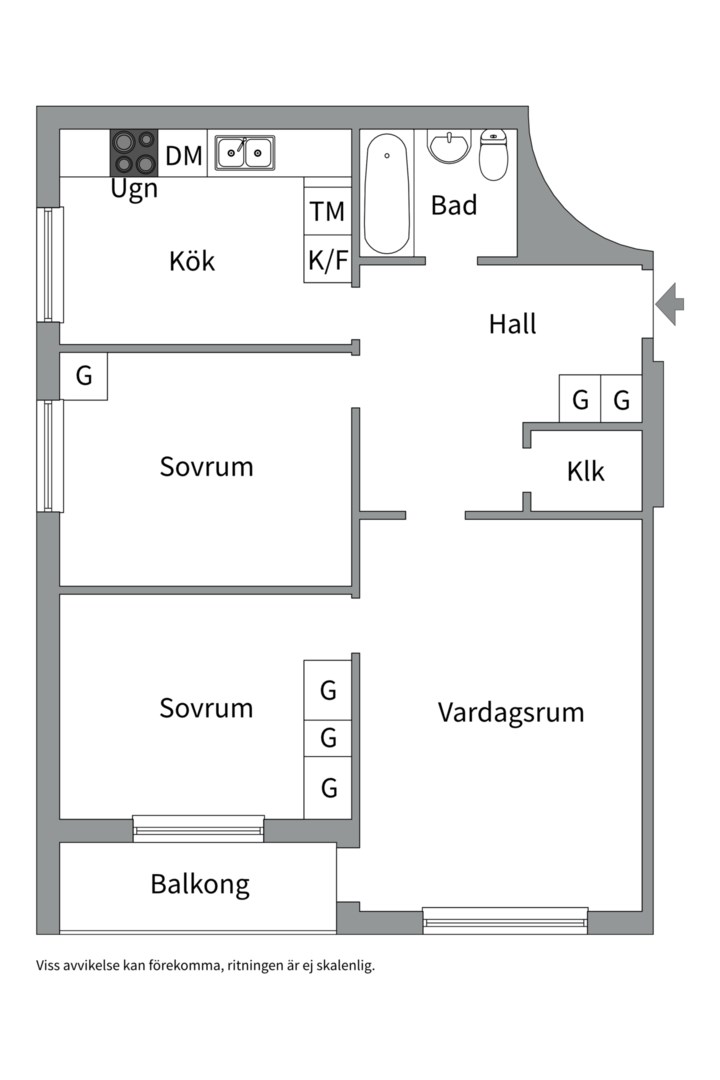 Planlösning från Stigbergsplan 7, Såld i Eriksberg, Uppsala