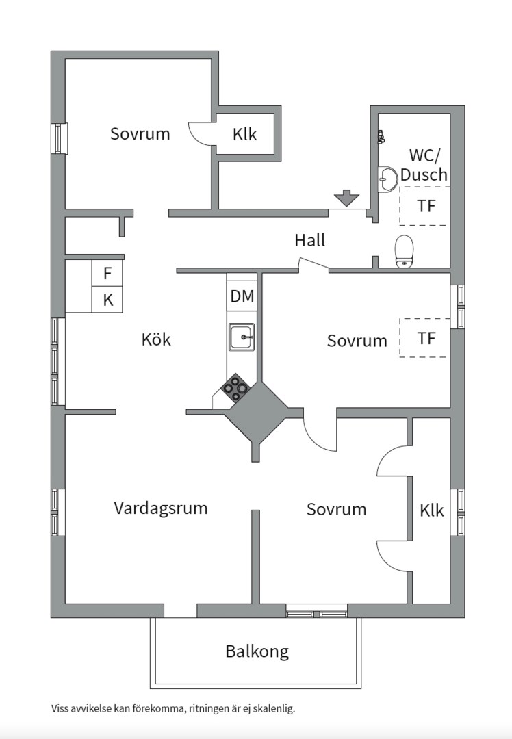 Planlösning från Mariagatan 12D, Såld i Hästhagen, Värmdö