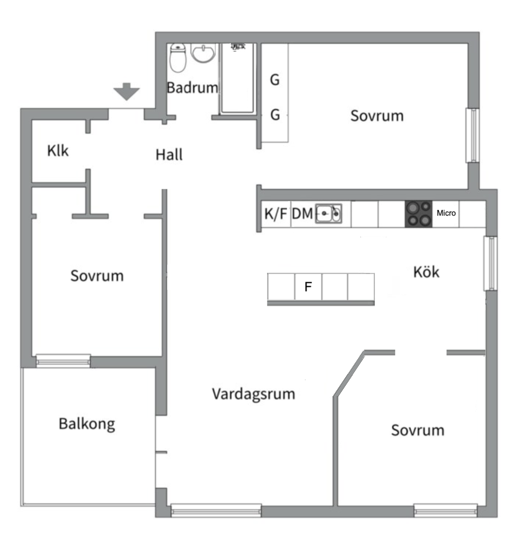 Planlösning från Fasanvägen 34, Kommande i Saltängen, Nacka
