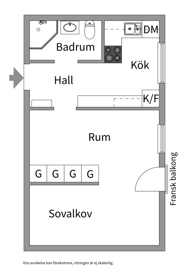 Planlösning från Luthagsesplanaden 17A, Såld i Främre Luthagen, Uppsala