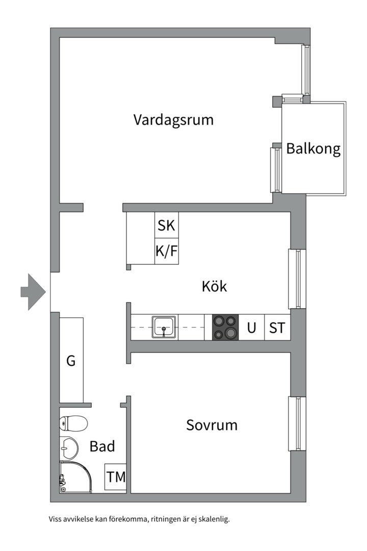 Planlösning från Geijersgatan 13B, Såld i Luthagen, Uppsala