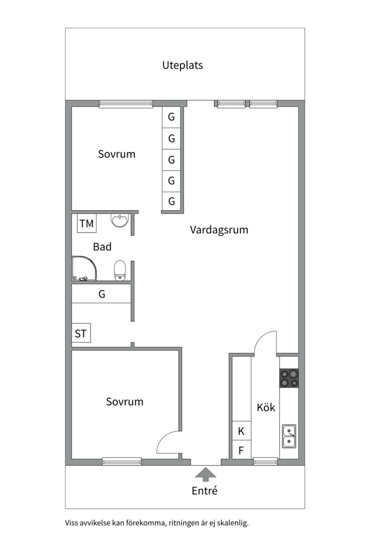 Planlösning från Karin Boyegatan 14G, Såld i Löten, Uppsala