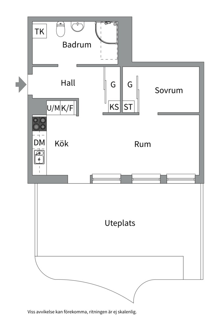 Planlösning från Solskensgatan 5, Till salu i Gränby, Uppsala