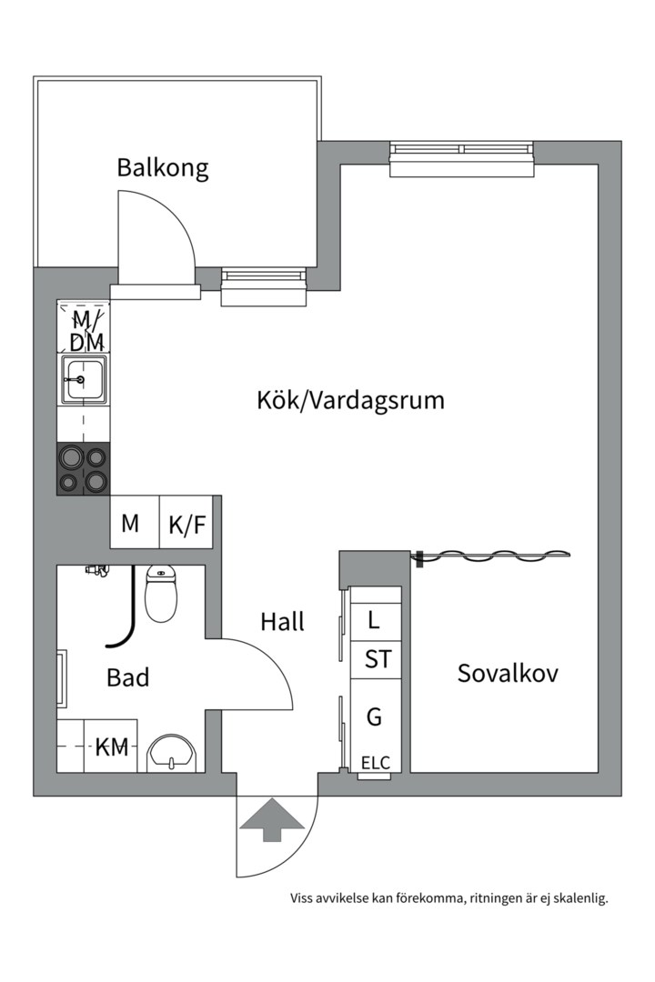 Planlösning från Hällbygatan 43, Kommande i Luthagen, Uppsala