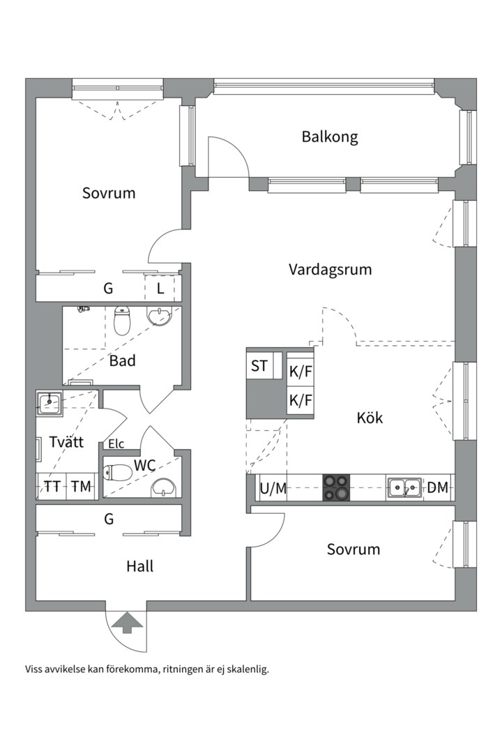 Planlösning från Mjölnarvägen 10A, Såld i , Nacka