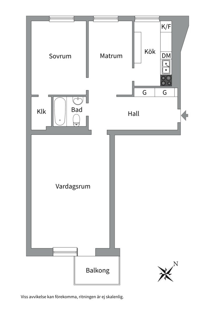 Planlösning från Frodegatan 19 B, Såld i Fålhagen, Uppsala
