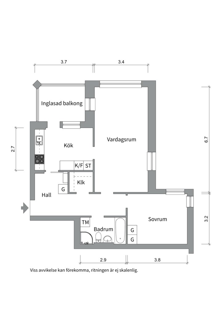 Planlösning från Stenbrohultsvägen 111, Såld i Sävja, Uppsala