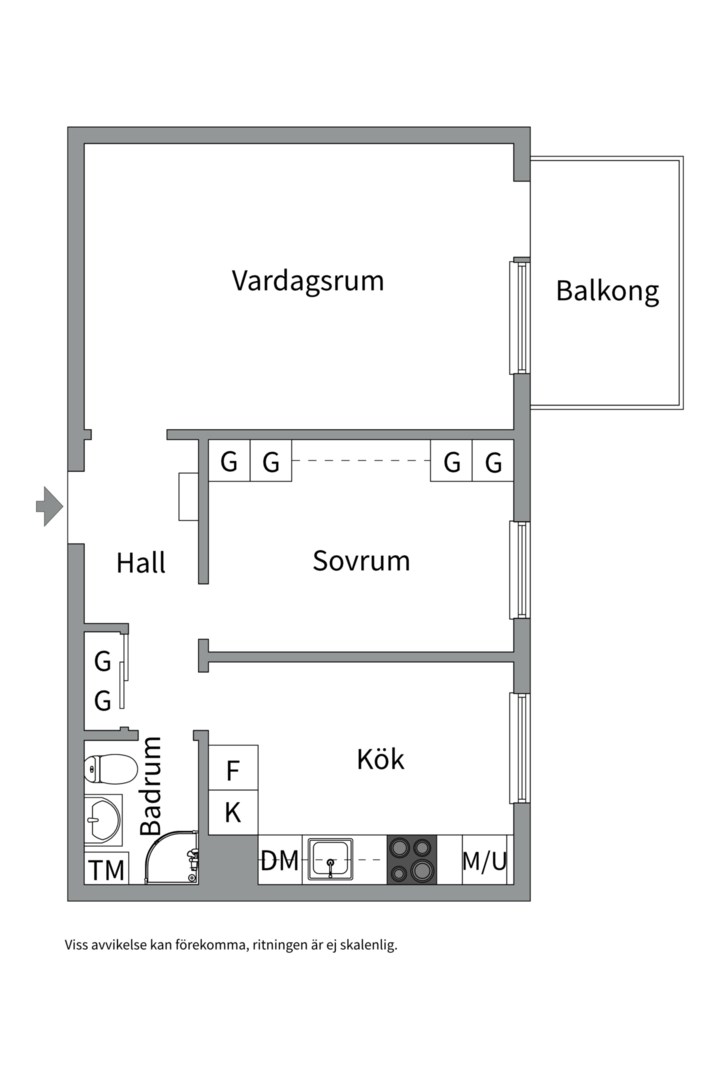 Planlösning från Gunnilbogatan 6A, Såld i Malmaberg, Västerås