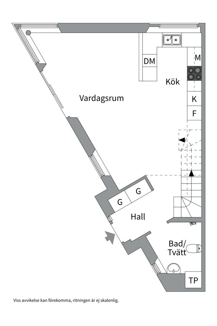 Planlösning från Treklövergatan 9, Till salu i Gideonsberg, Västerås