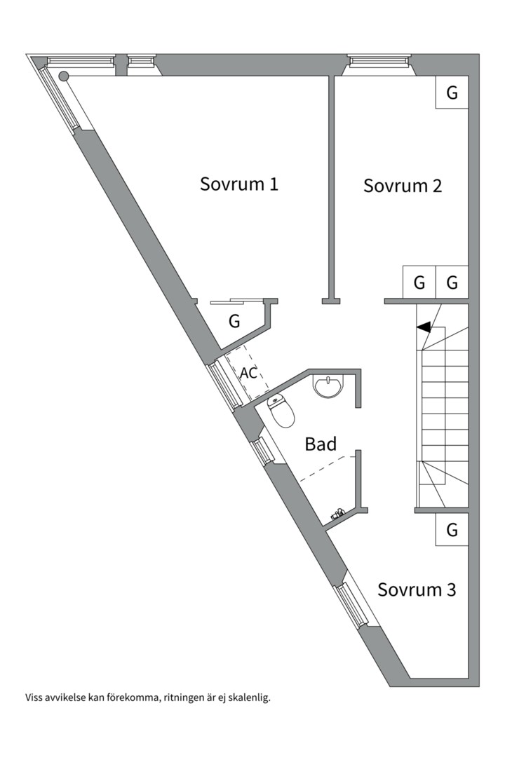 Planlösning från Treklövergatan 9, Till salu i Gideonsberg, Västerås