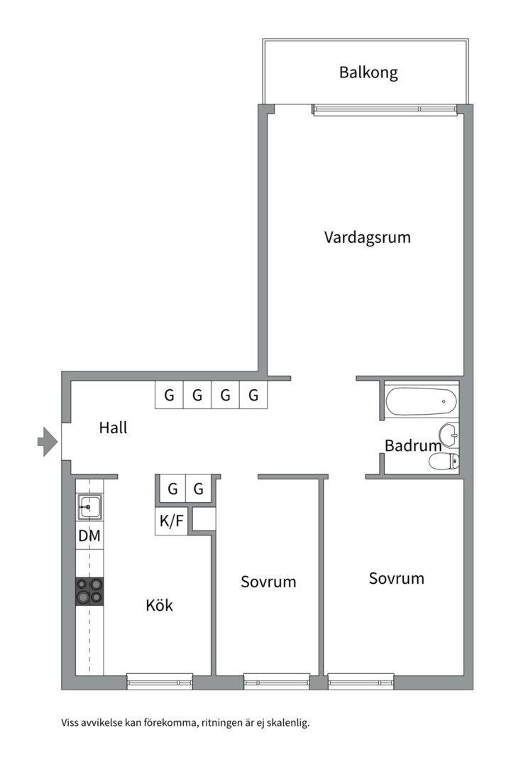 Planlösning från Väpnargatan 7A, Såld i Tunabackar, Uppsala