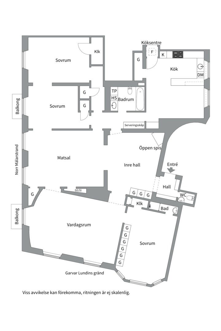 Planlösning från Norr Mälarstrand 32A, Såld i Kungsholmen, Stockholm