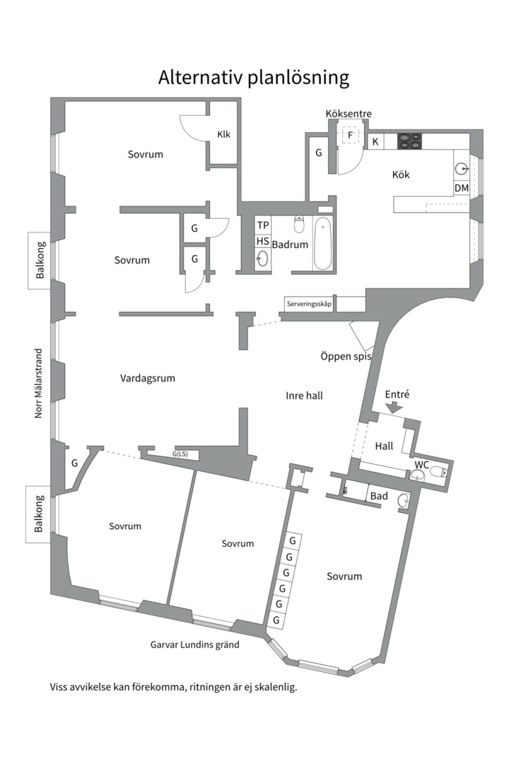 Planlösning från Norr Mälarstrand 32A, Såld i Kungsholmen, Stockholm