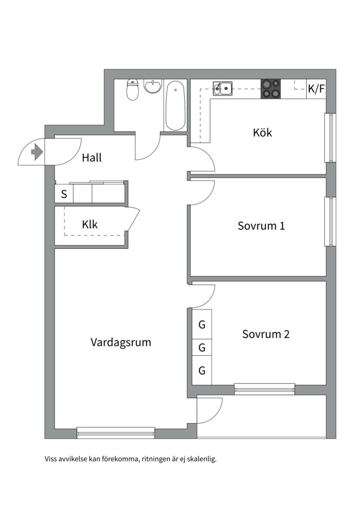 Planlösning från Stigbergsplan 5, Såld i Eriksberg, Uppsala