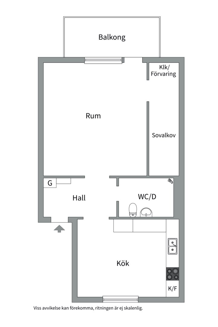 Planlösning från Frodegatan 33B, Kommande i Fålhagen, Uppsala