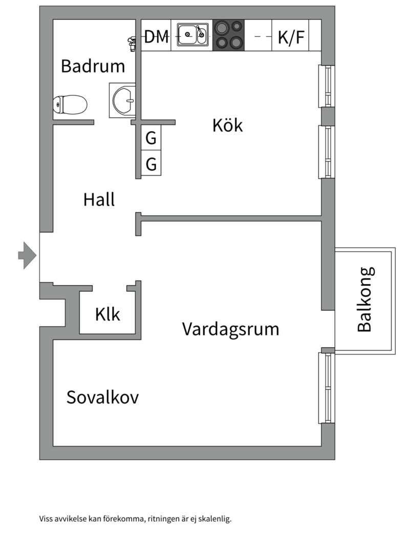 Planlösning från Svartbäcksgatan 72A, Såld i Svartbäcken, Uppsala