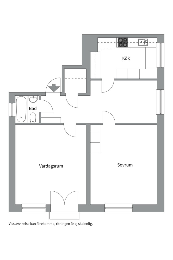 Planlösning från S:t Olofsgatan 4, Till salu i Öfre Slotts, Uppsala