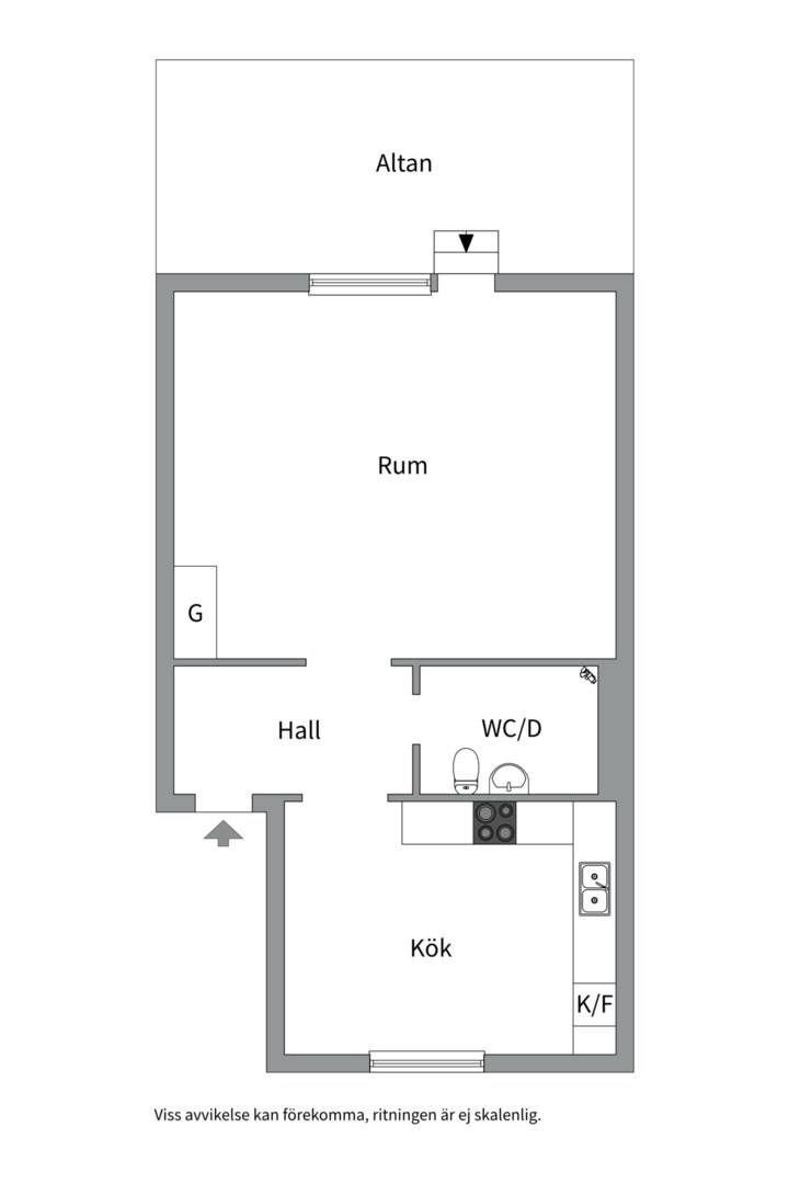 Planlösning från Frodegatan 33E, Kommande i Fålhagen, Uppsala