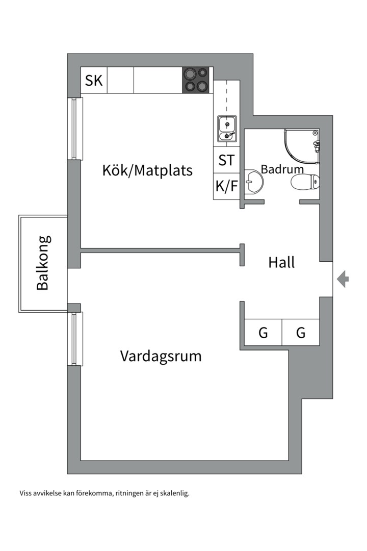 Planlösning från Norbyvägen 77A, Såld i Sommarro, Uppsala