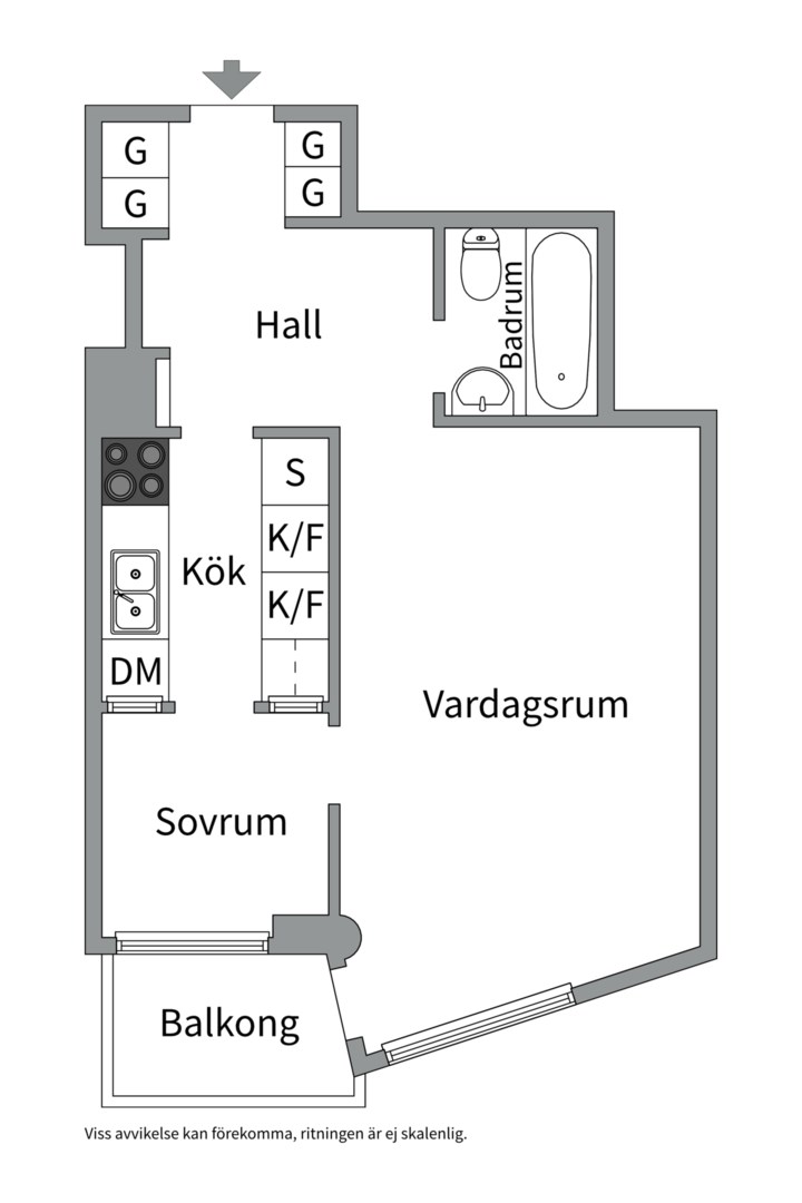 Planlösning från Furusundsgatan 14, Såld i Gärdet, Stockholm