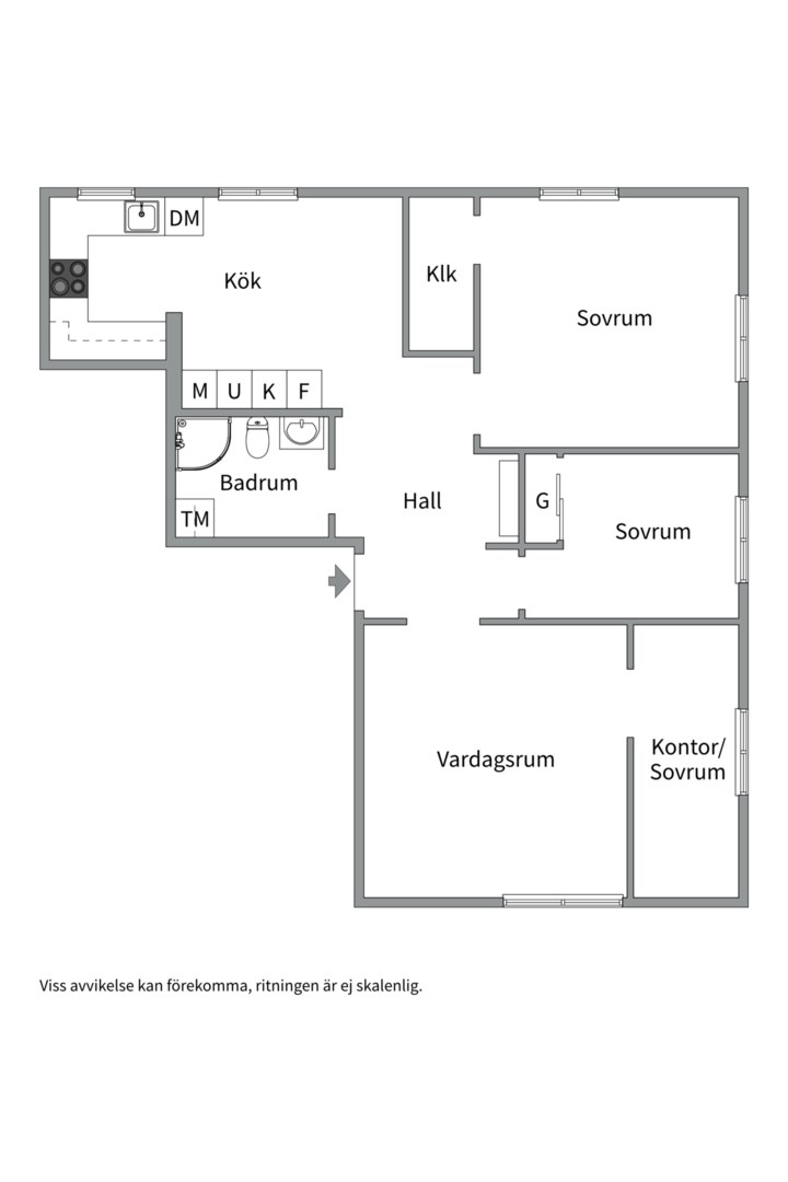 Planlösning från Apalbyvägen 6, Såld i Blåsbo, Västerås