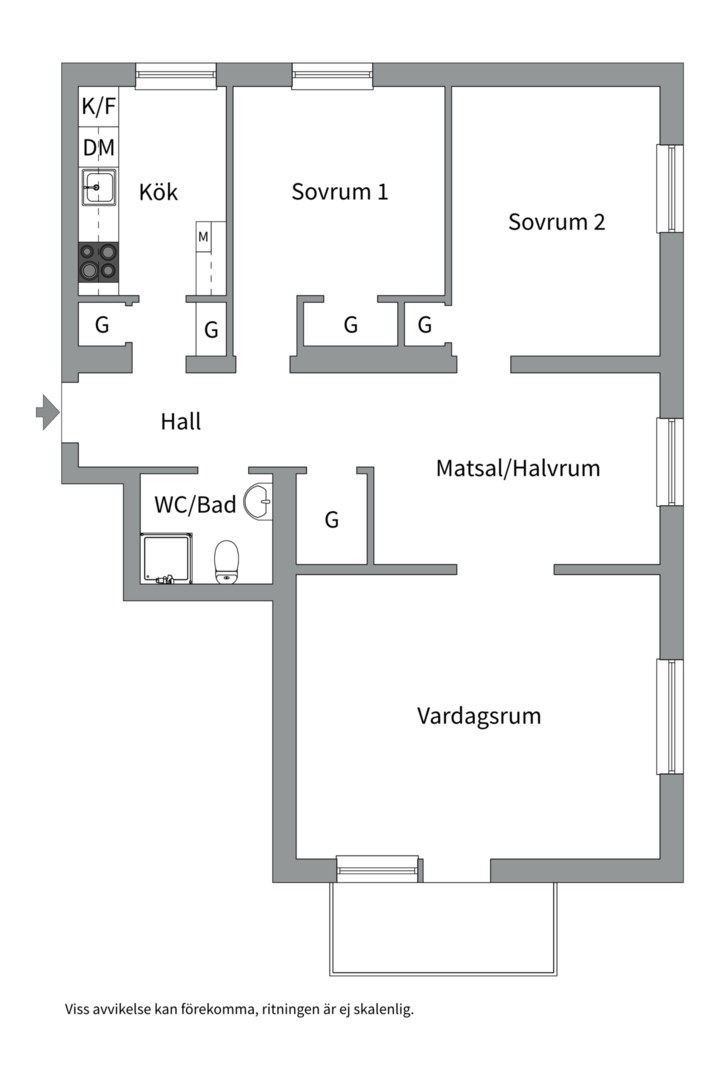 Planlösning från Frodegatan 17B, Såld i Fålhagen, Uppsala