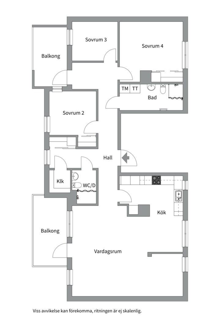 Planlösning från Torngatan 14, Till salu i Kapellgärdet, Uppsala