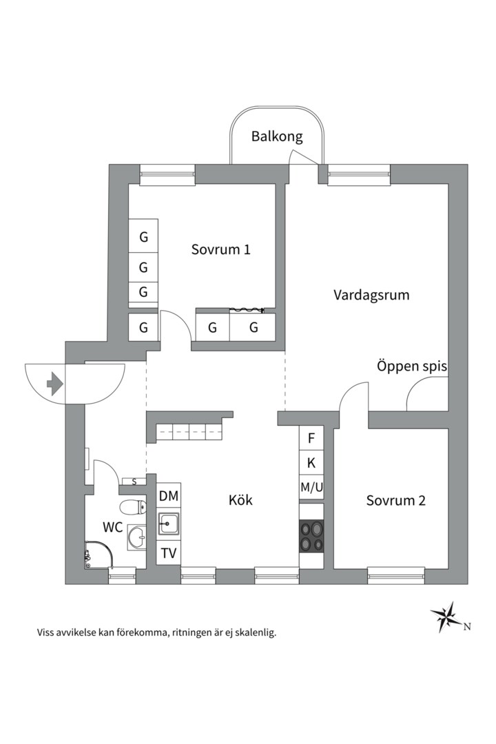 Planlösning från Artillerigatan 6 B, Såld i Kåbo, Uppsala