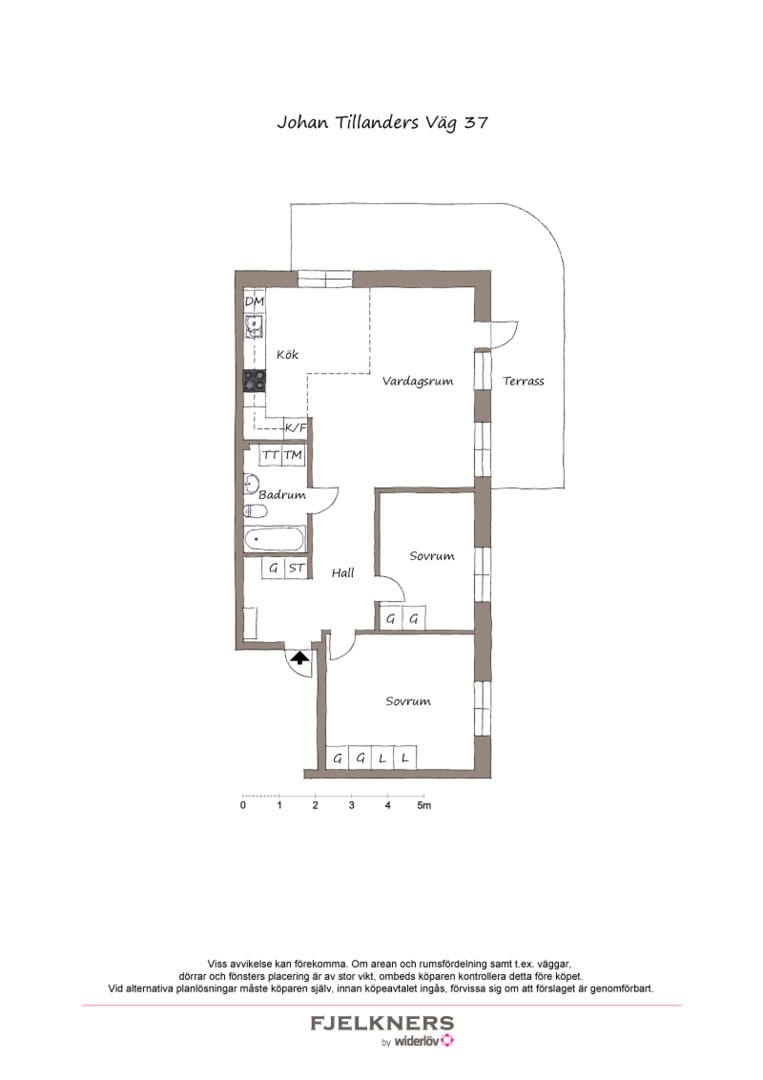 Planlösning från Johan Tillanders väg 37, Såld i Bromma - Blackeberg, Stockholm