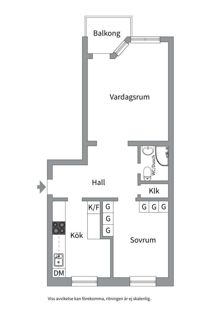 Planlösning från Eskilsgatan 8A, Såld i Fålhagen, Uppsala