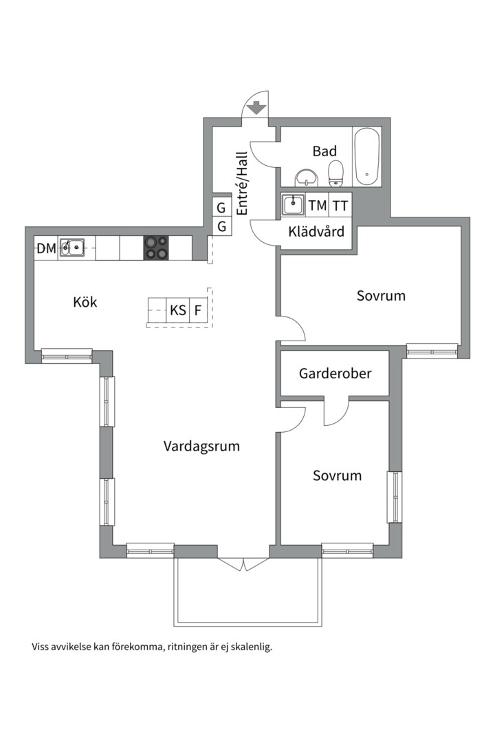 Planlösning från Stigbergsplan 1B, Såld i Eriksberg, Uppsala