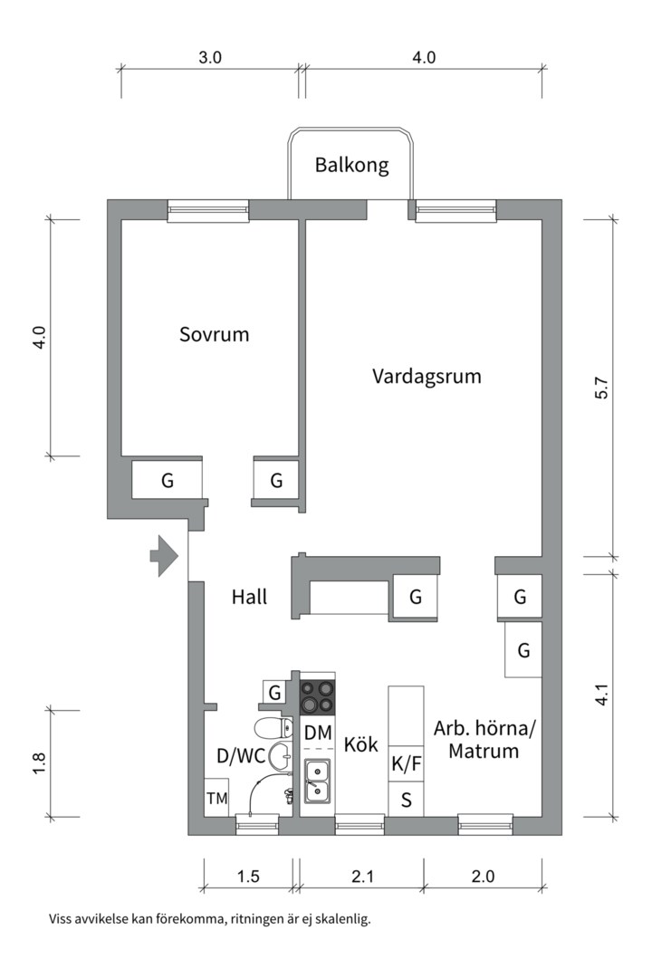 Planlösning från Folkungagatan 6A, Såld i Svartbäcken, Uppsala