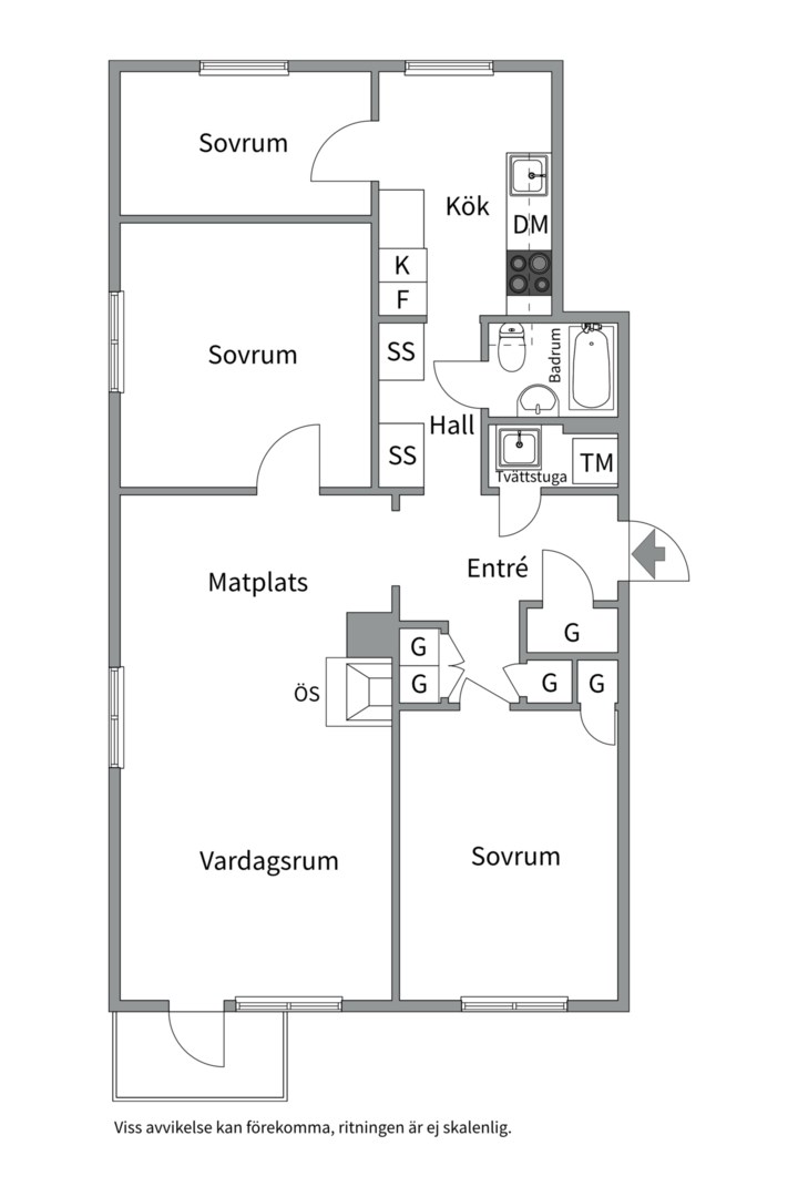 Planlösning från Luthagsesplanaden 36B, Såld i Luthagen, Uppsala
