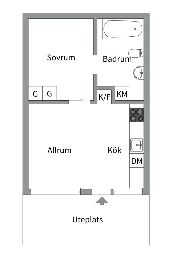 Planlösning från Tollarevägen 55, Såld i Tollare, Nacka