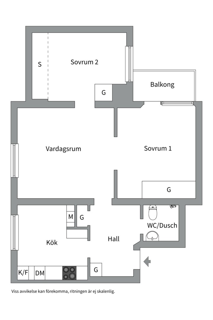 Planlösning från Liljegatan 6 D, Snart till salu i Fålhagen, Uppsala