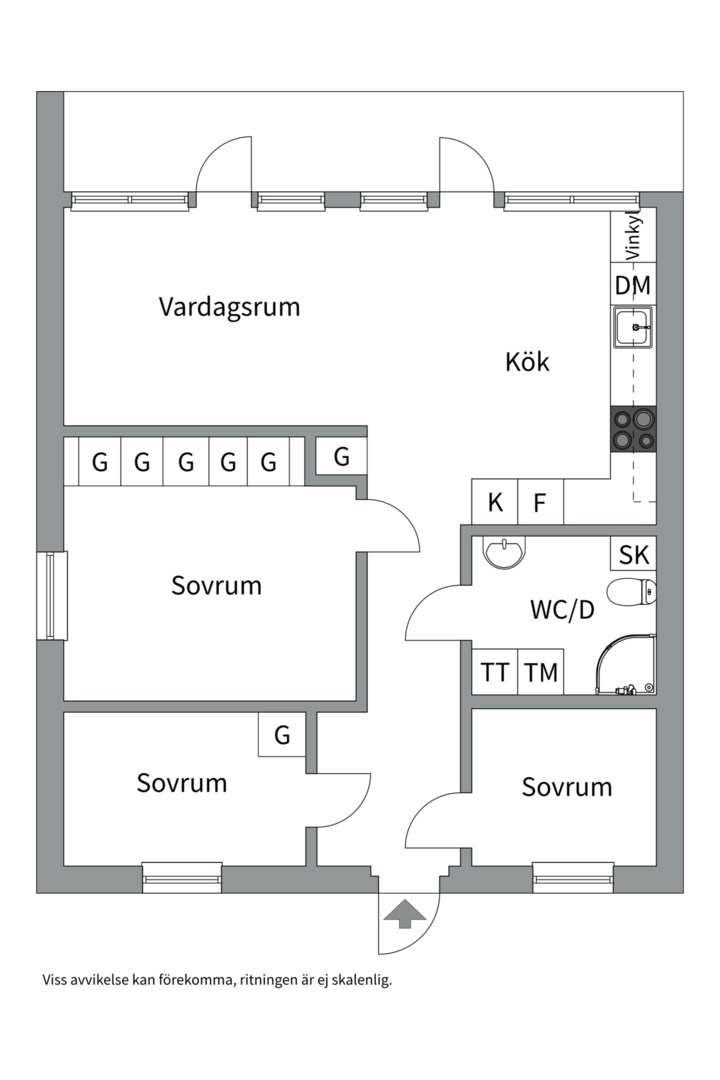 Planlösning från Hjortängsvägen 2, Såld i Björknäs, Nacka