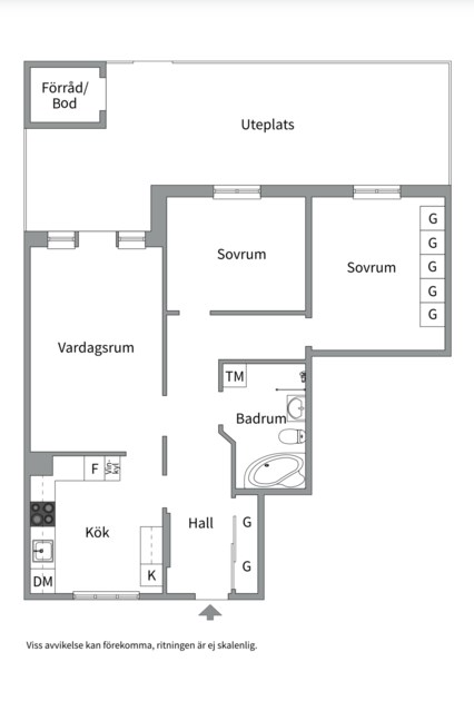 Planlösning från Vildrosgatan 31, Såld i Önsta Gryta, Västerås