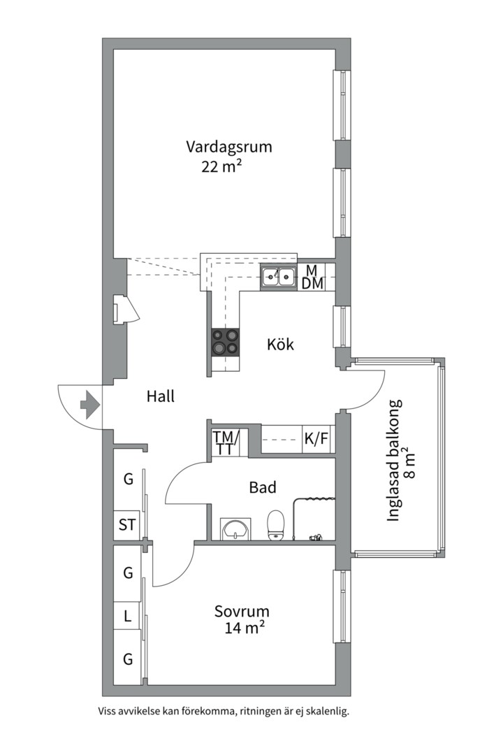 Planlösning från Lockgatan 3, Såld i Luthagen, Uppsala