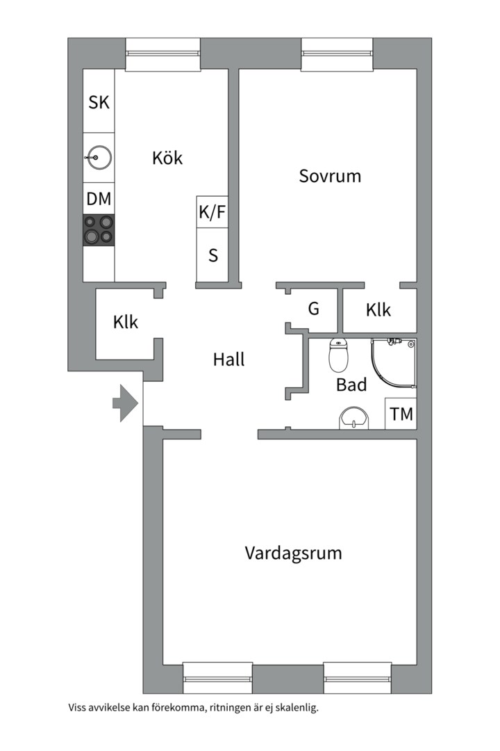 Planlösning från Marielundsgatan 2B, Såld i Fålhagen, Uppsala