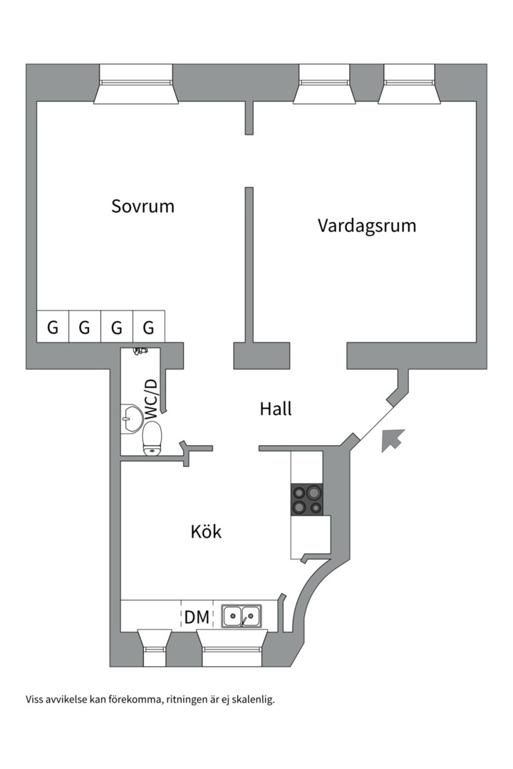 Planlösning från Norrtäljegatan 9 C, Såld i Fålhagen, Uppsala