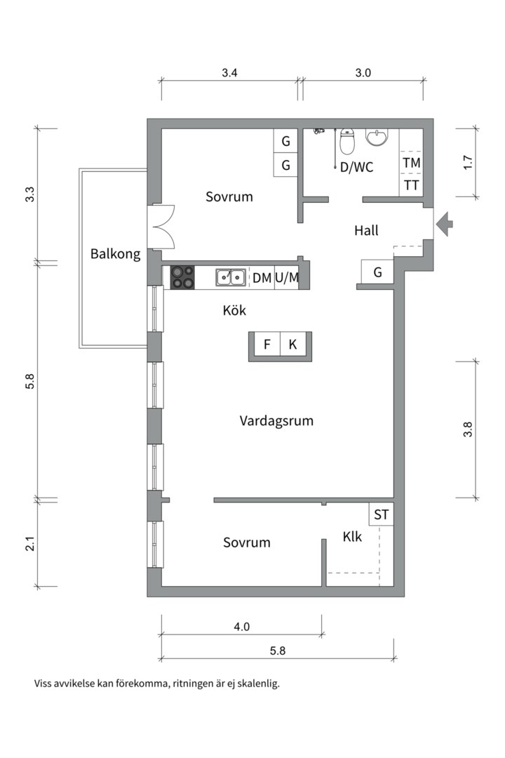 Planlösning från Eddagatan 12B, Såld i Centrum, Uppsala