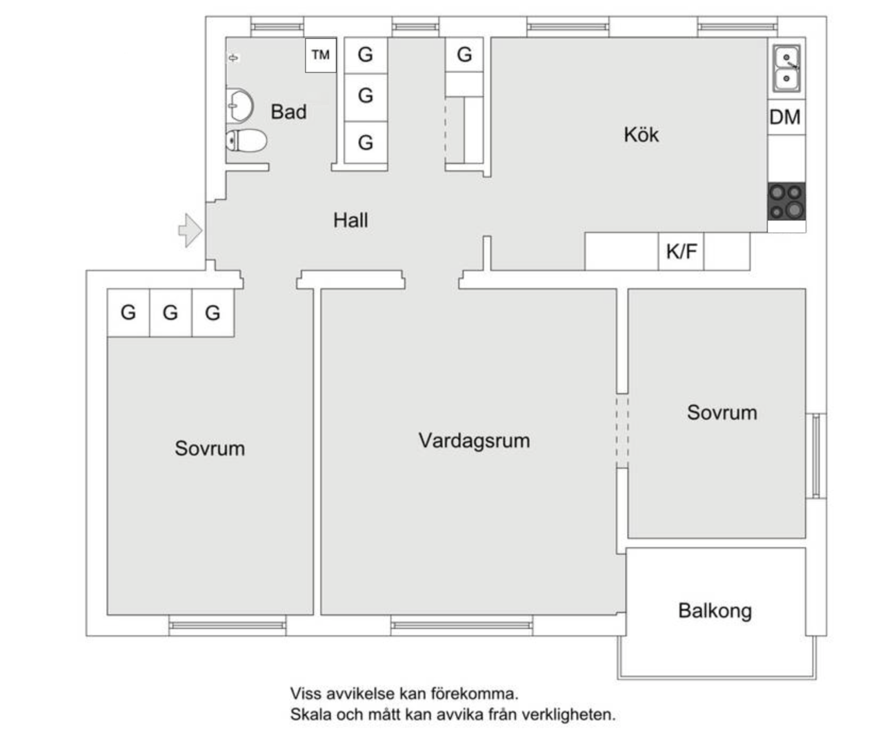 Planlösning från Ugglevägen 11, Såld i Ektorp, Nacka