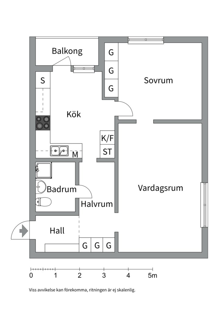 Planlösning från Stigbergsplan 5, Såld i Eriksberg, Uppsala