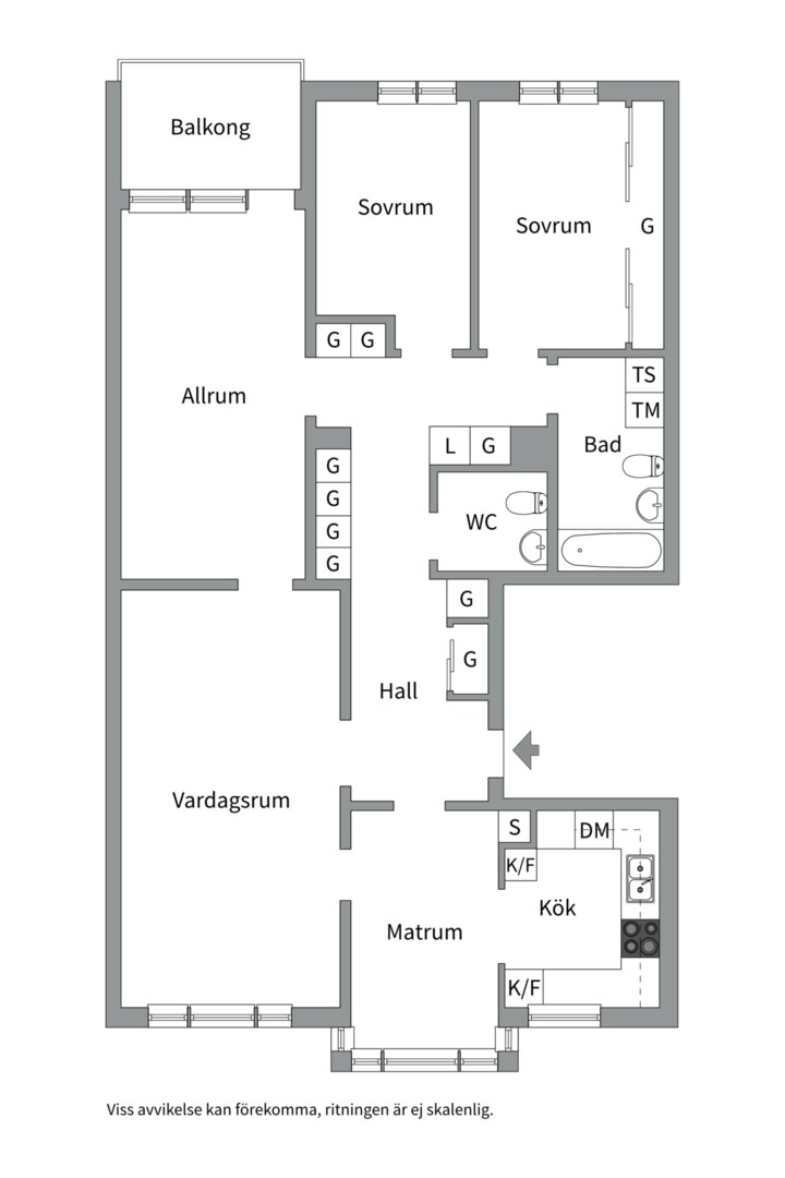 Planlösning från Luthagsesplanaden 23B, Såld i Luthagen, Uppsala