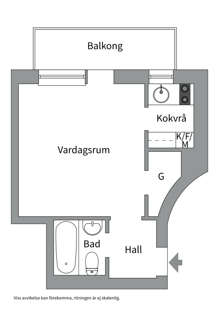 Planlösning från Kyrkogårdsgatan 23, Till salu i Öfre Slotts, Uppsala