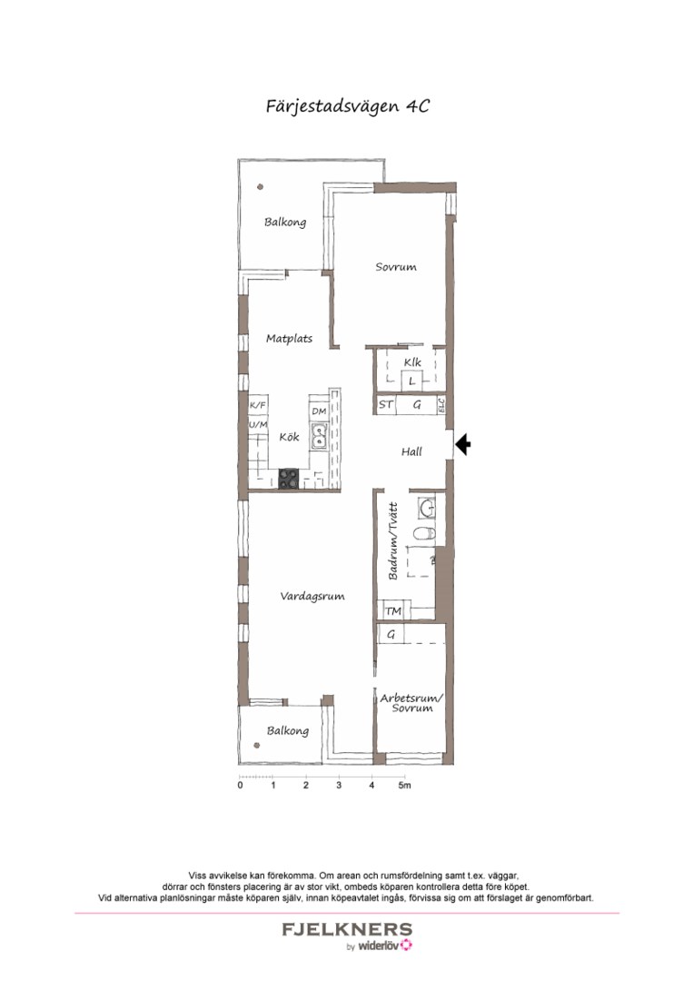 Planlösning från Färjestadsvägen 4C, Såld i Bromma - Södra Ängby, Stockholm