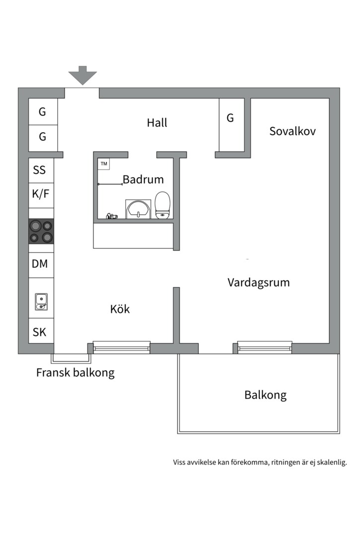 Planlösning från Fredrik Jahns Gränd 12, Såld i Finntorp, Nacka