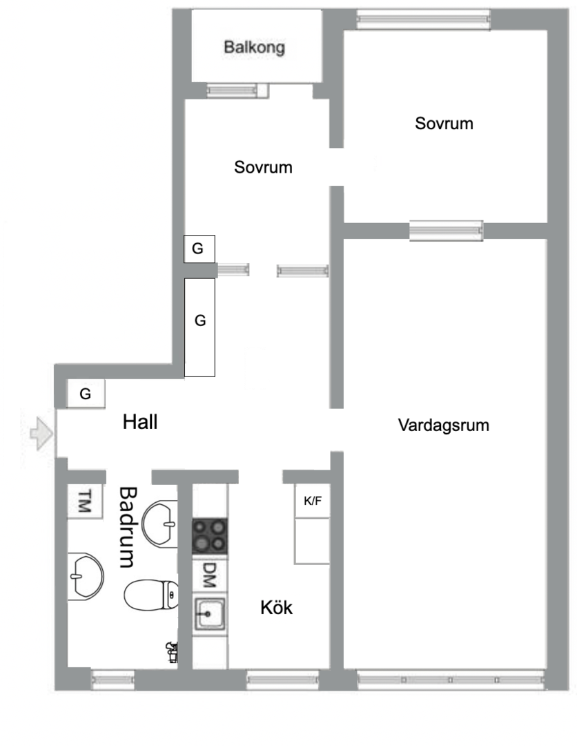 Planlösning från Henriksdalsringen 7, Såld i Henriksdalsberget, Nacka
