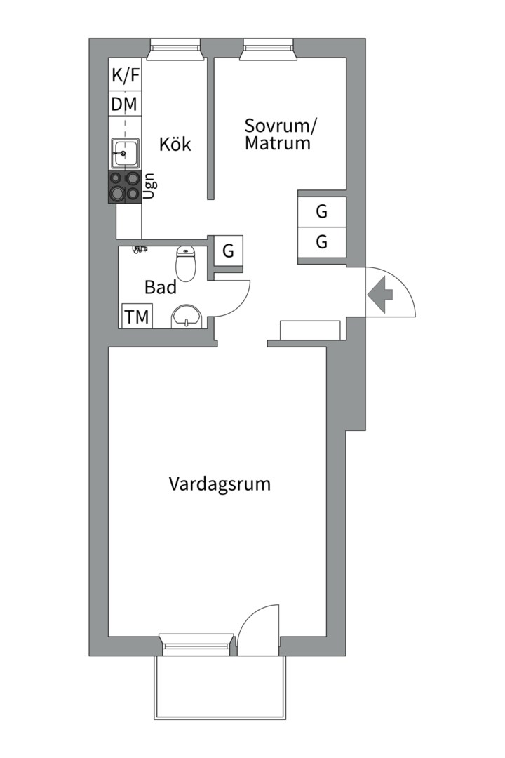 Planlösning från Svartbäcksgatan 103D, Såld i Svartbäcken, Uppsala