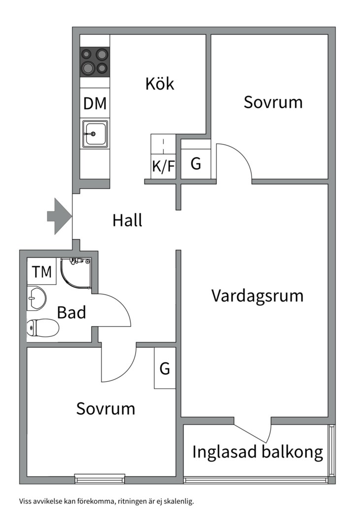 Planlösning från Rekylgatan 15A, Såld i Haga, Västerås